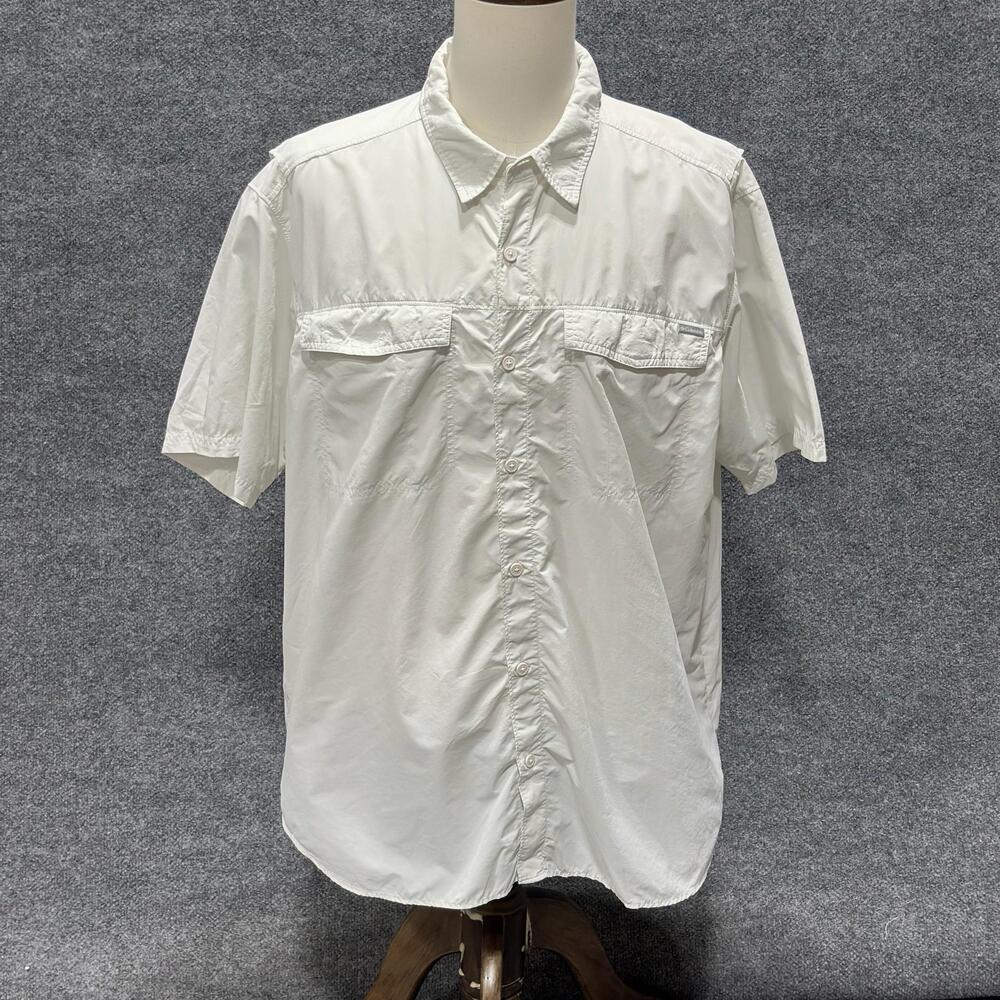 Columbia Shirt Mens 2XL White Omni-Shade Short Sleeve Vented Fishing Button Up
